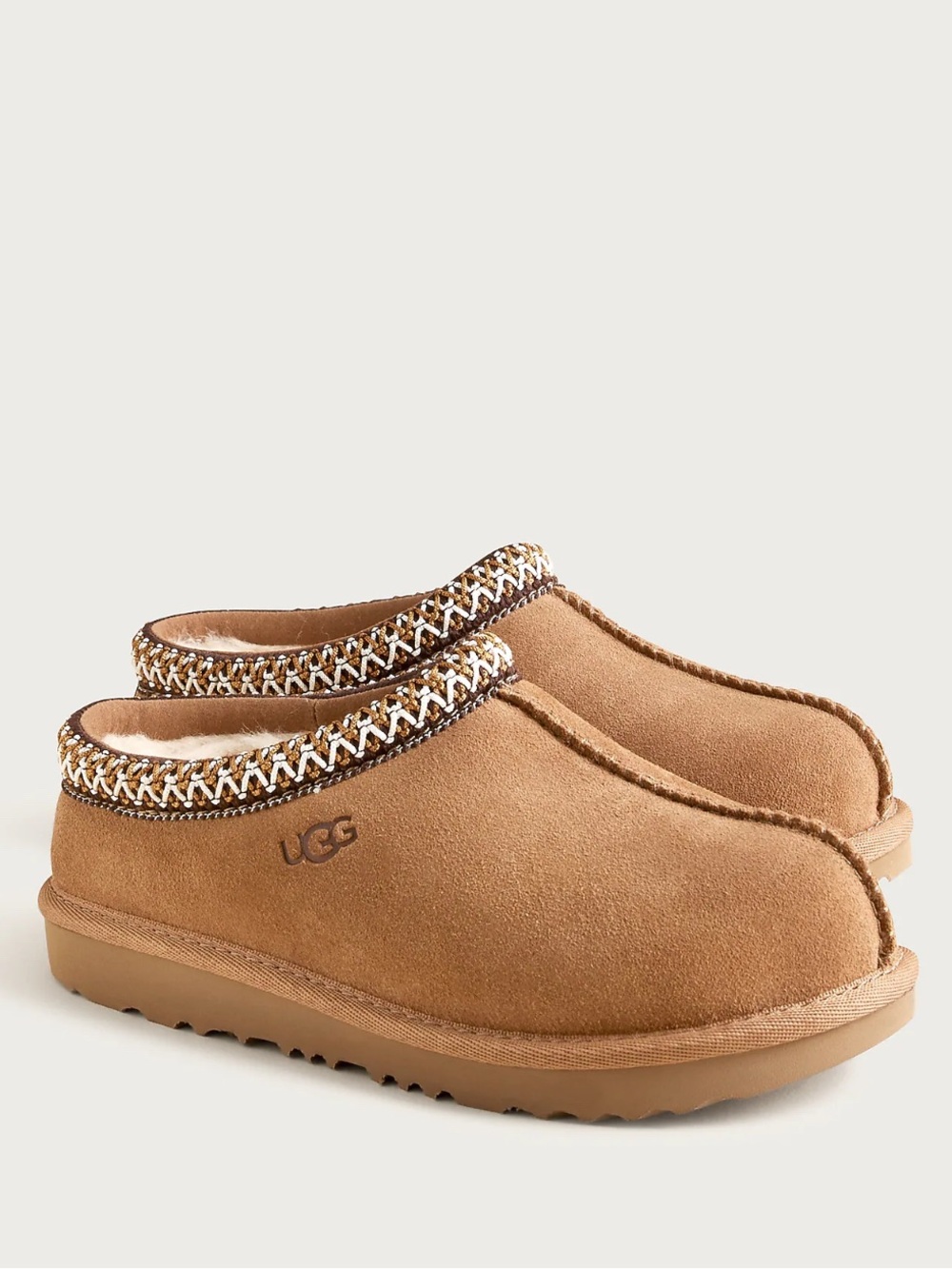 UGG Kids Chestnut Suede Slip-On Clog with Braided Trim